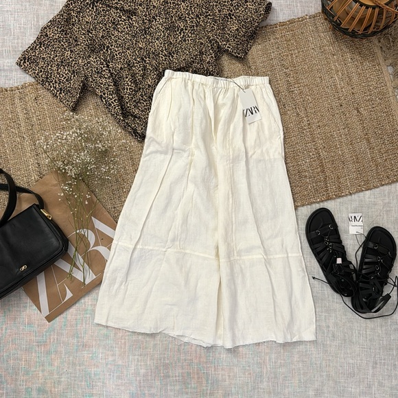 ZARA 100% LINEN MIDI SKIRT ZW COLLECTION - Picture 4 of 12